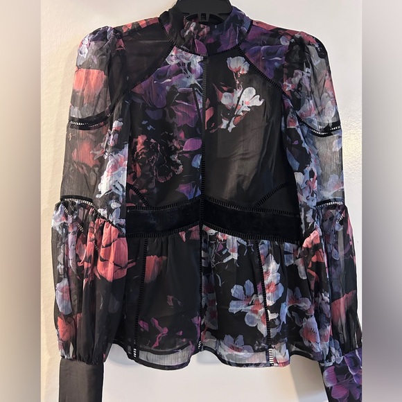 NWT Ted Baker Neeveh Floral Mock Neck Blouse – Size 1 (Fits US 2–4) - Picture 2 of 6